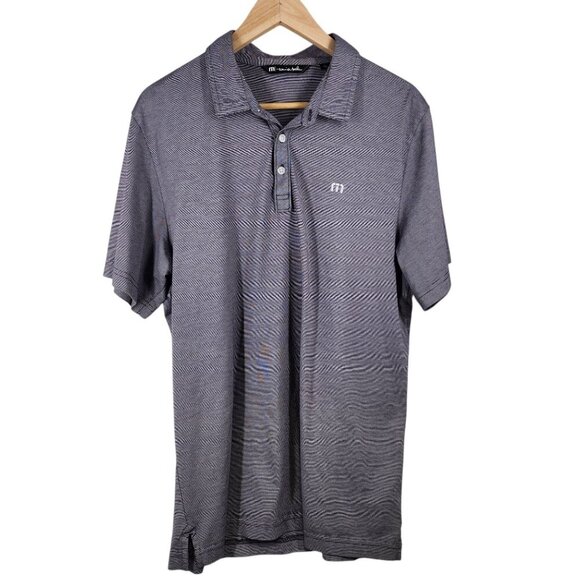 Travis Mathew Mens XL Striped Polo Shirt 60% Pima Cotton 40% Polyester Purple/Gr - Picture 7 of 7